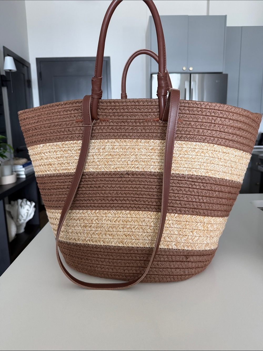 Wyeth by Todd Magill Brown & Natural Striped Woven Tote